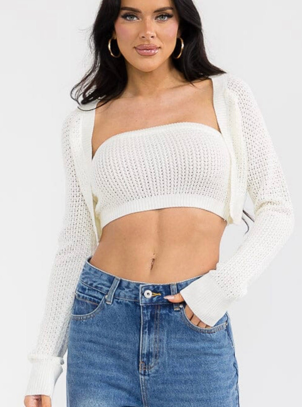 White Knit 2pc Top